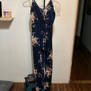 023 blue floral romper